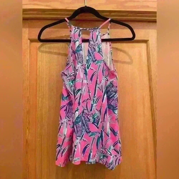 Lily Pulitzer Women’s Tank. XS. Blue and pink elephant print. - Picture 2 of 7